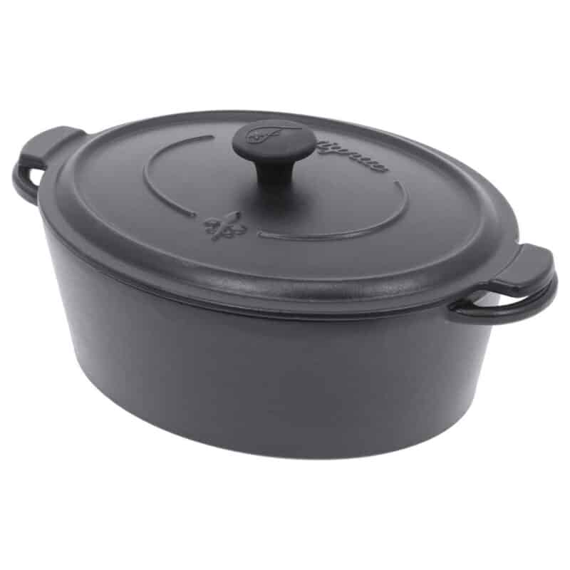 Fontignac Mains Libres Gietijzeren Braadpan Ovaal Zwart 29 cm