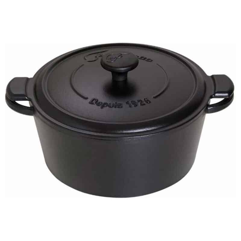 Fontignac Mains Libres Gietijzeren Braadpan Rond Zwart 24 cm