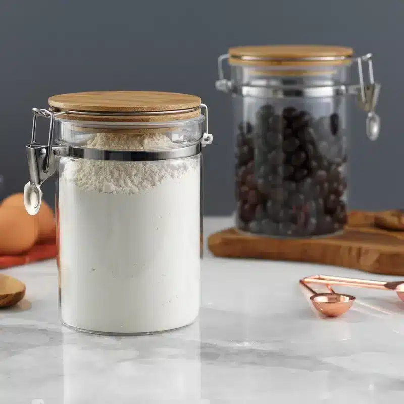 glazen potten met bamboedeksels