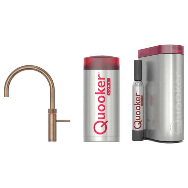 Quooker Fusion Round Messing Patina met Combi Boiler + CUBE