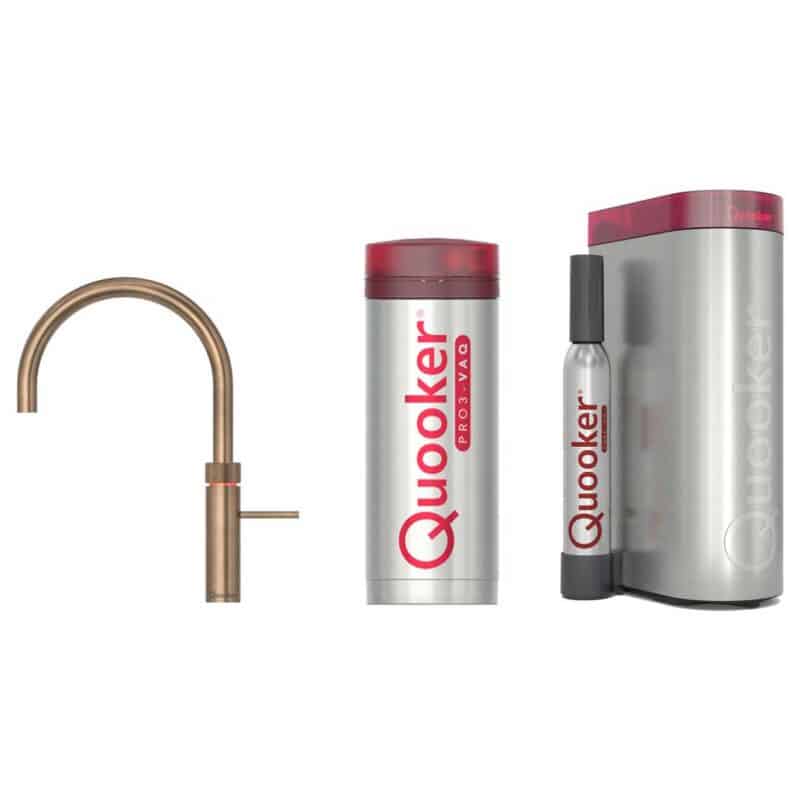 Quooker Fusion Round Messing Patina met PRO3 Boiler + CUBE