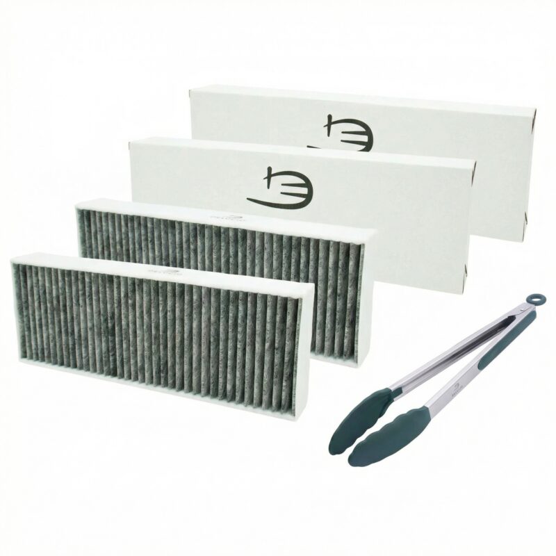 .Bora PUAKF koolstoffilter (2x) Delucio voor Pure/X Pure/S Pure + RVS serveertang groen